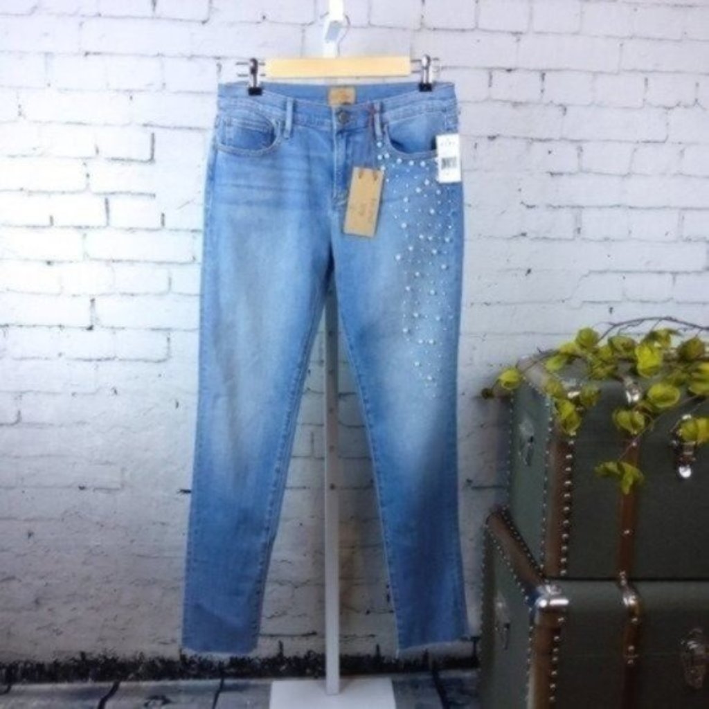 Driftwood Jackie High-Rise Pearl Skinny Jeans Blue Size 28